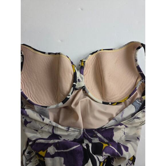 Land's End One Piece Floral Purple Full Coverage Swimsuit Size 12 - Picture 7 of 7
